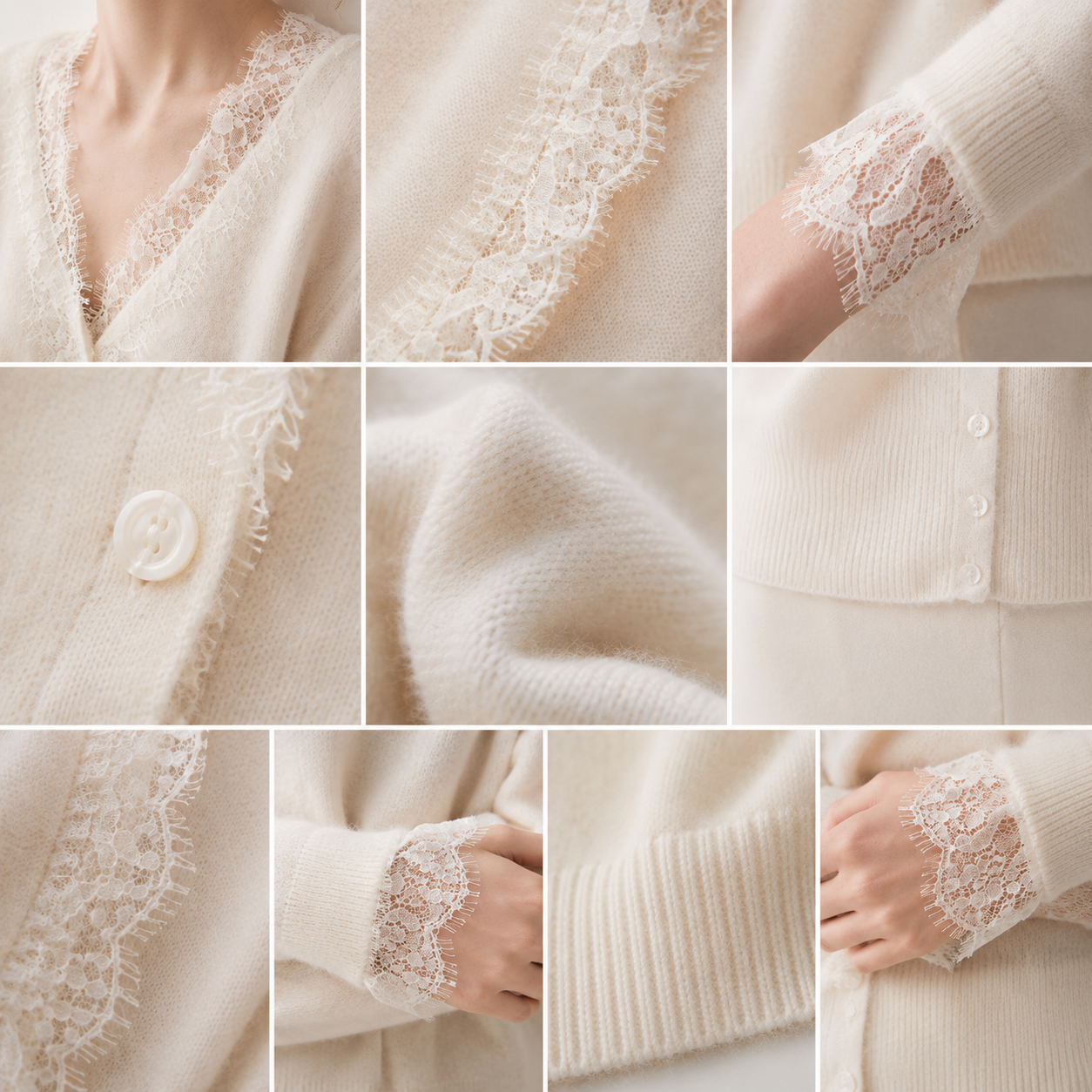 Élodie Lace Cashmere Cardigan