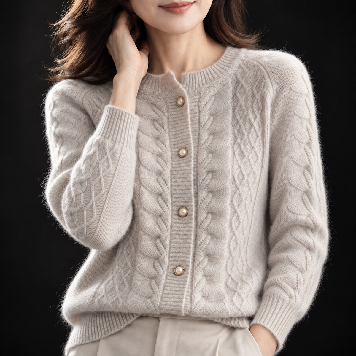 Riviera Pearl Cashmere Cardigan