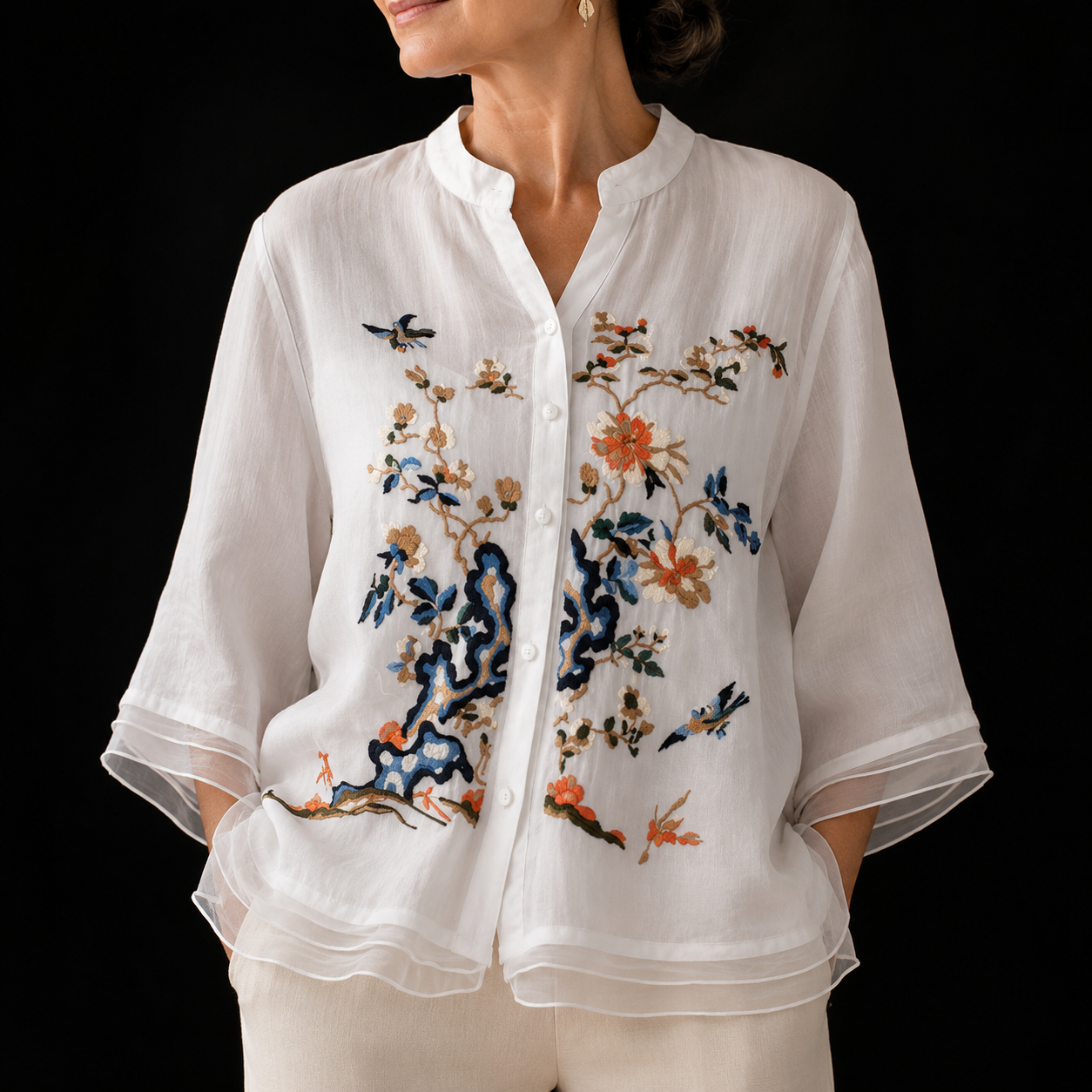 Camellia Linen Garden Blouse