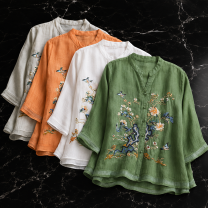 Camellia Linen Garden Blouse