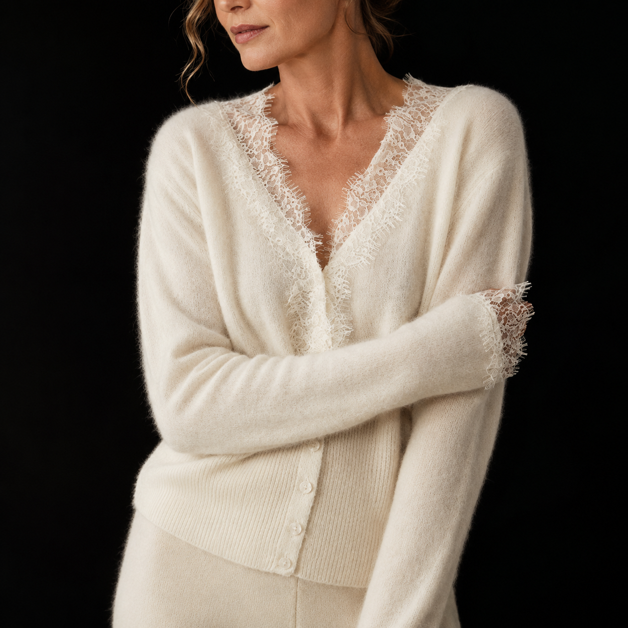 Élodie Lace Cashmere Cardigan