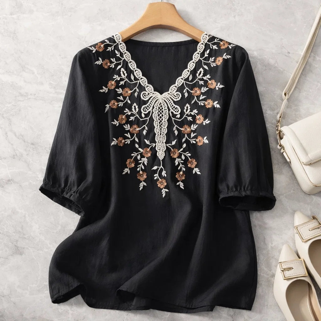 Clara Lace Trim Blouse