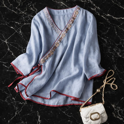 Vivienne Floral Linen Blouse